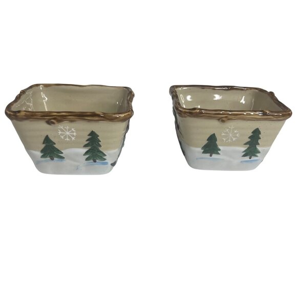St. Nicholas Square Heartland Holiday Bowls Candy Dishes Food Set Of 2 - Picture 3 of 8